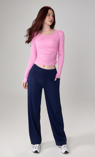 Long Sleeves Ribbed Fabrics Fall Tops Comfortable High Stretchy Quick Dry Athletic Women Crop Top T-shirt