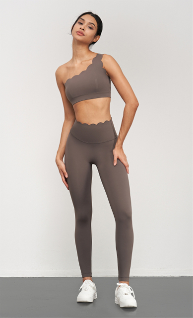 Sleeveless Gym Top Scalloped One Shoulder Sports Yoga Bras