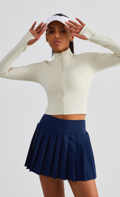 High Collar Women Jacket Long Sleeve Slim Fit Cropped Jacket