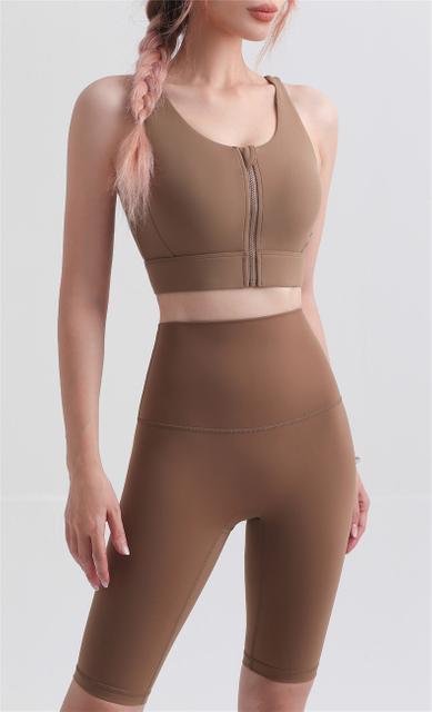 Adjustable Front Zipper Soft Stretchy Material Fitness Yoga Running Gym Sexy 