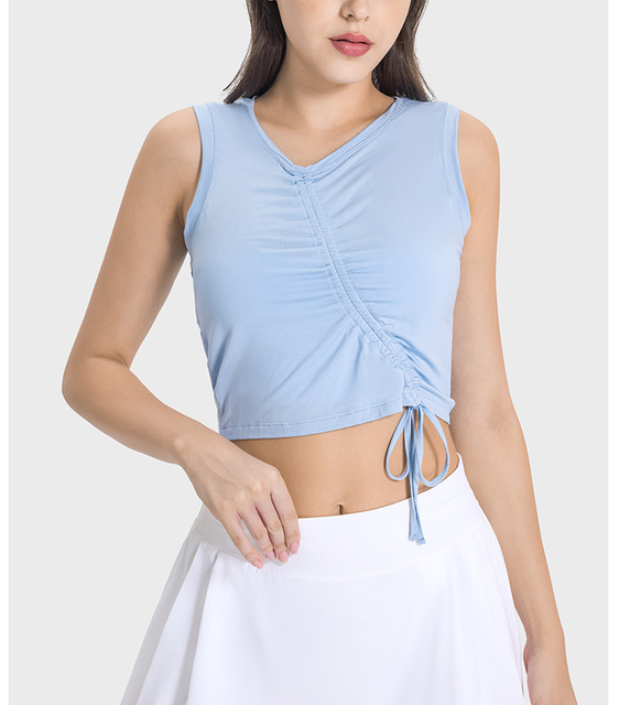 Women's Outdoor Sports Tank Top Comfortable Breathable Gym Fitness Dress Versatile Strap Fold Yoga