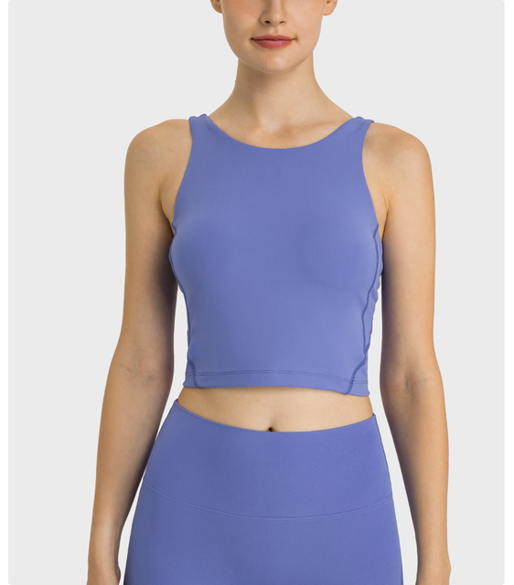 Fitness High Neck Crop Top Workout Built in Bra Women Workout Crop Tops Sport Tank Top Gym Wear Sport Wear
