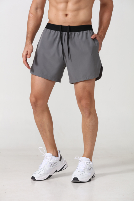 Quick Dry Polyester Spandex Men's Sports Shorts with Side Pockets Fitness Workout Sports Gym Mens Jogger Shorts