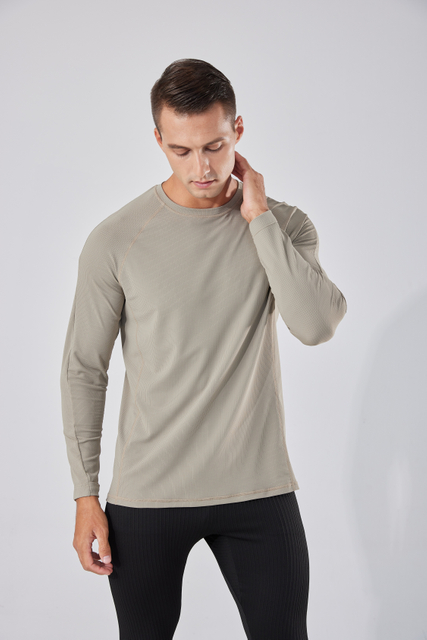 Quick Dry Polyester Crew Neck Long Sleeve T Shirts Men's O-neck T Shirts With Long Sleeve