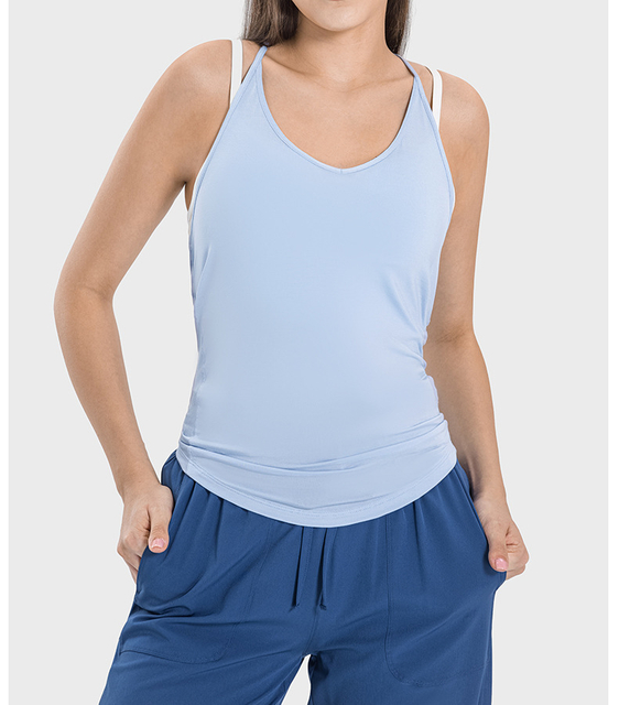 Women's New Quick-Drying Sports Vest Light And Soft with Beauty Back Swing Yoga Top Solid Pattern for Adults