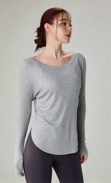 Running Tops Loose Casual Sports T Shirts Modal Ribbed Long Sleeve Gym Fitness Top Yoga Blouse Shirt For Women