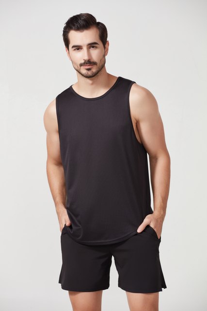 Dry Fit Gym Running Singlet Solid Color Sweat Vest O-Neck Sports Breathable Muscle Fitness Blank Tank Tops