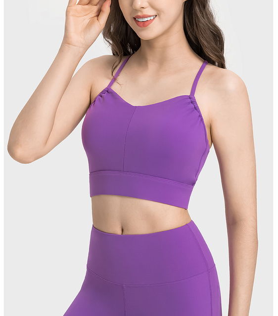  Women Bras Workout Fitness Yoga Tops With Padded Slim Straps Sports Bra